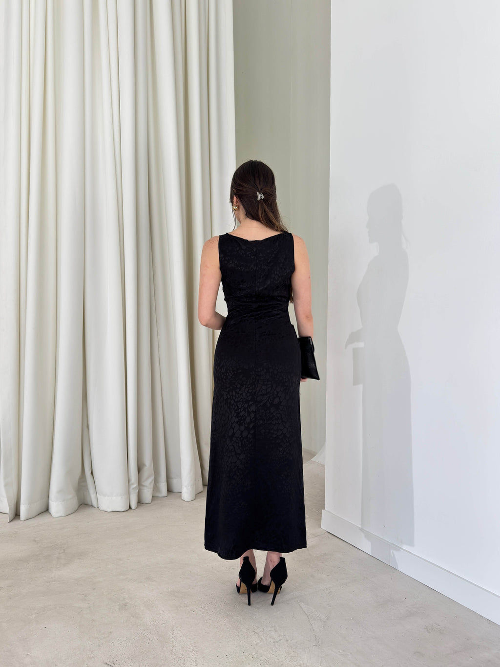 Aida - Side-Draped Sleeveless Midi Dress