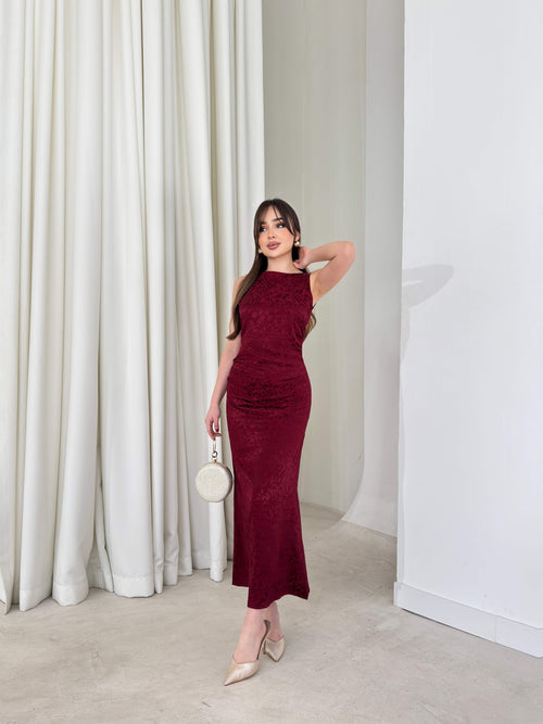 Aida - Side-Draped Sleeveless Midi Dress