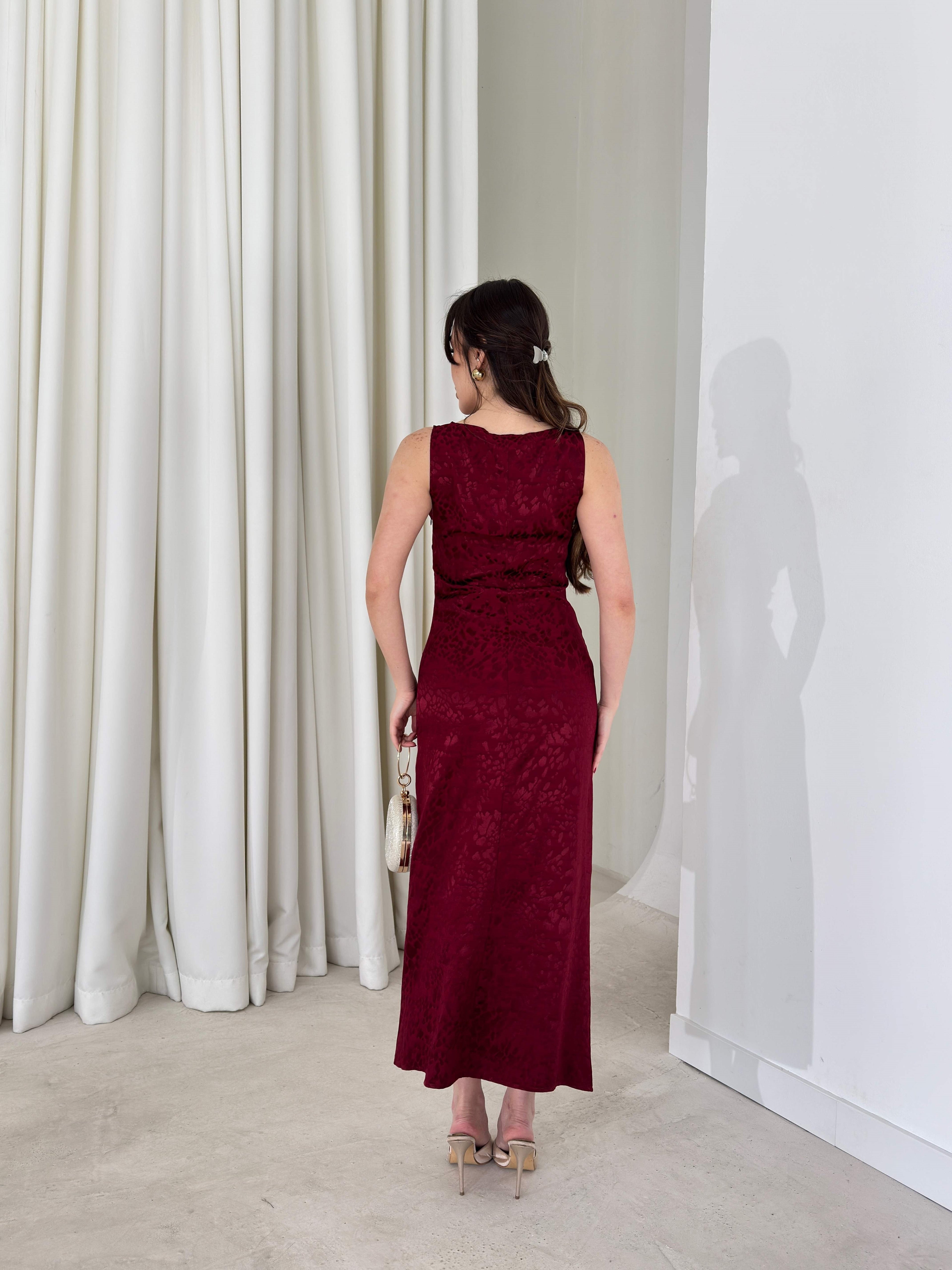 Aida - Side-Draped Sleeveless Midi Dress