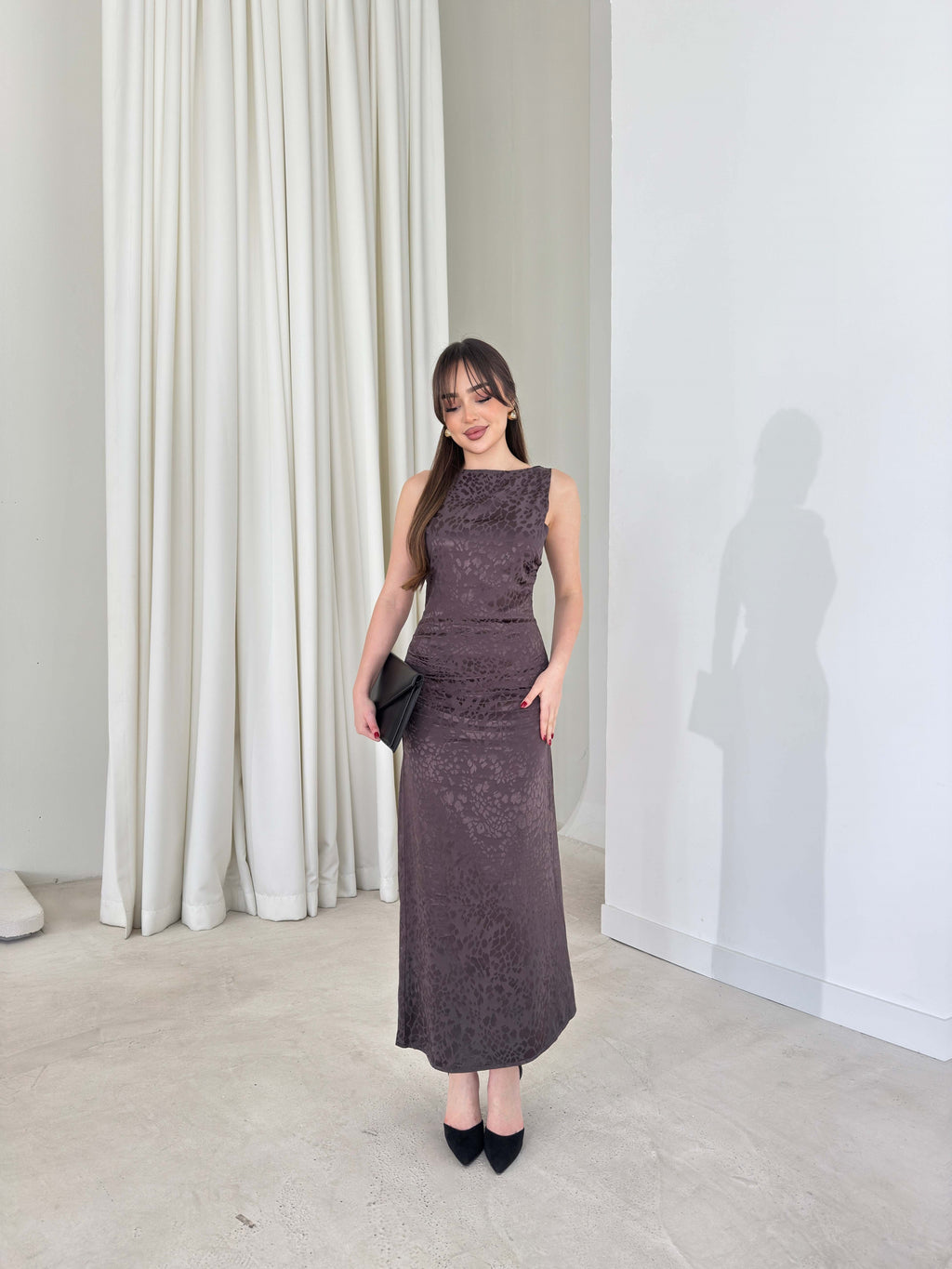 Aida - Side-Draped Sleeveless Midi Dress