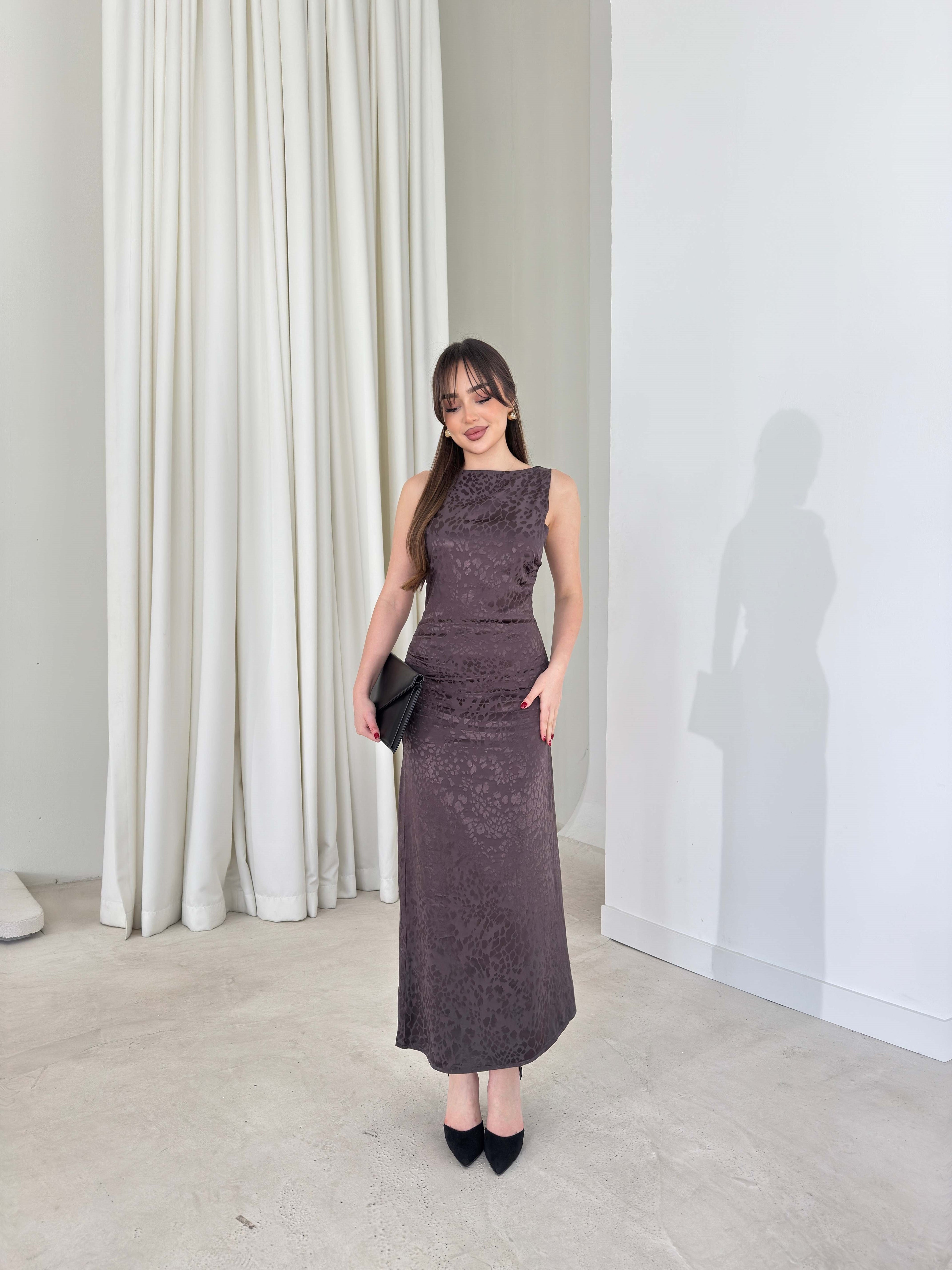 Aida - Side-Draped Sleeveless Midi Dress