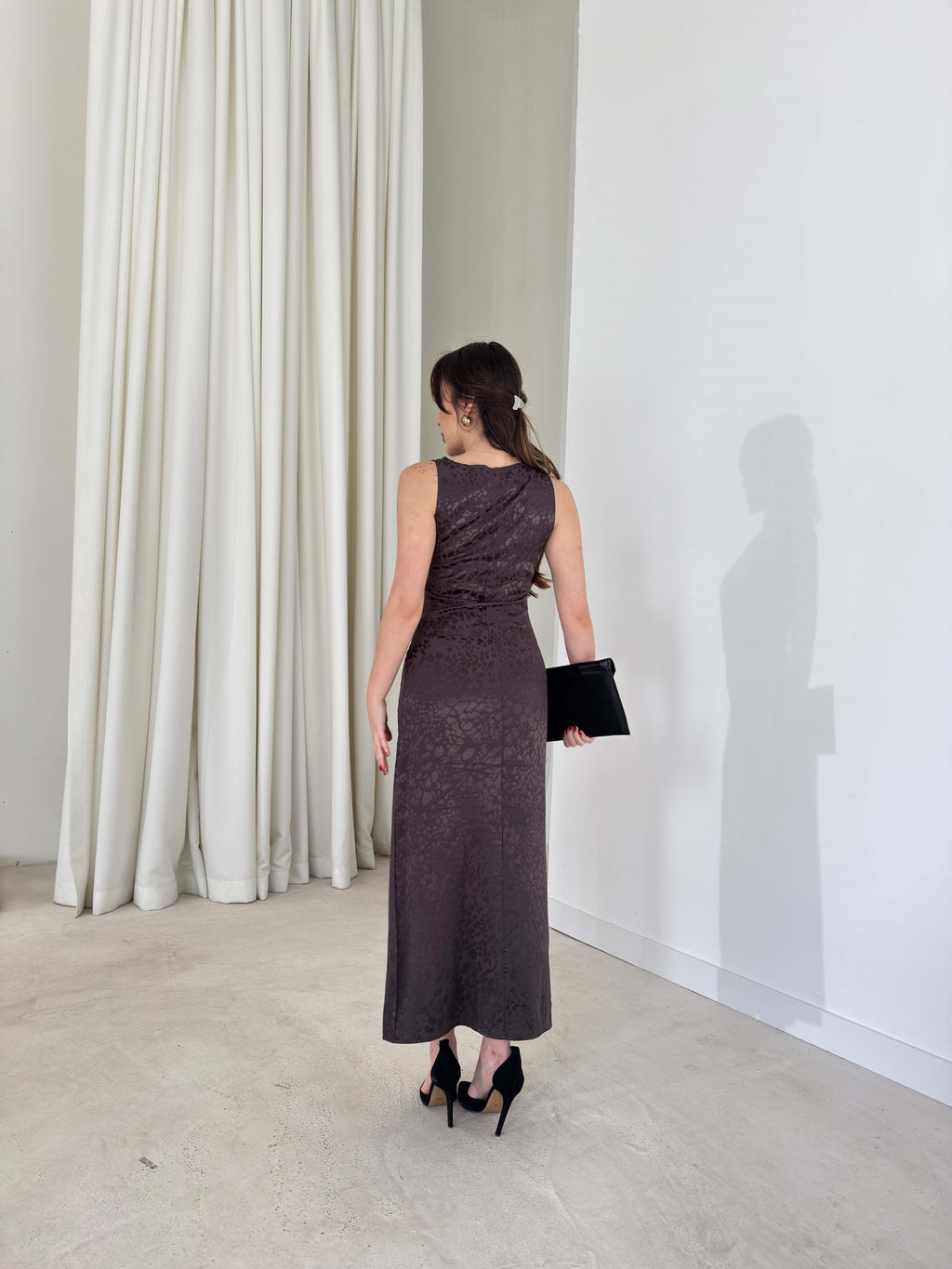 Aida - Side-Draped Sleeveless Midi Dress