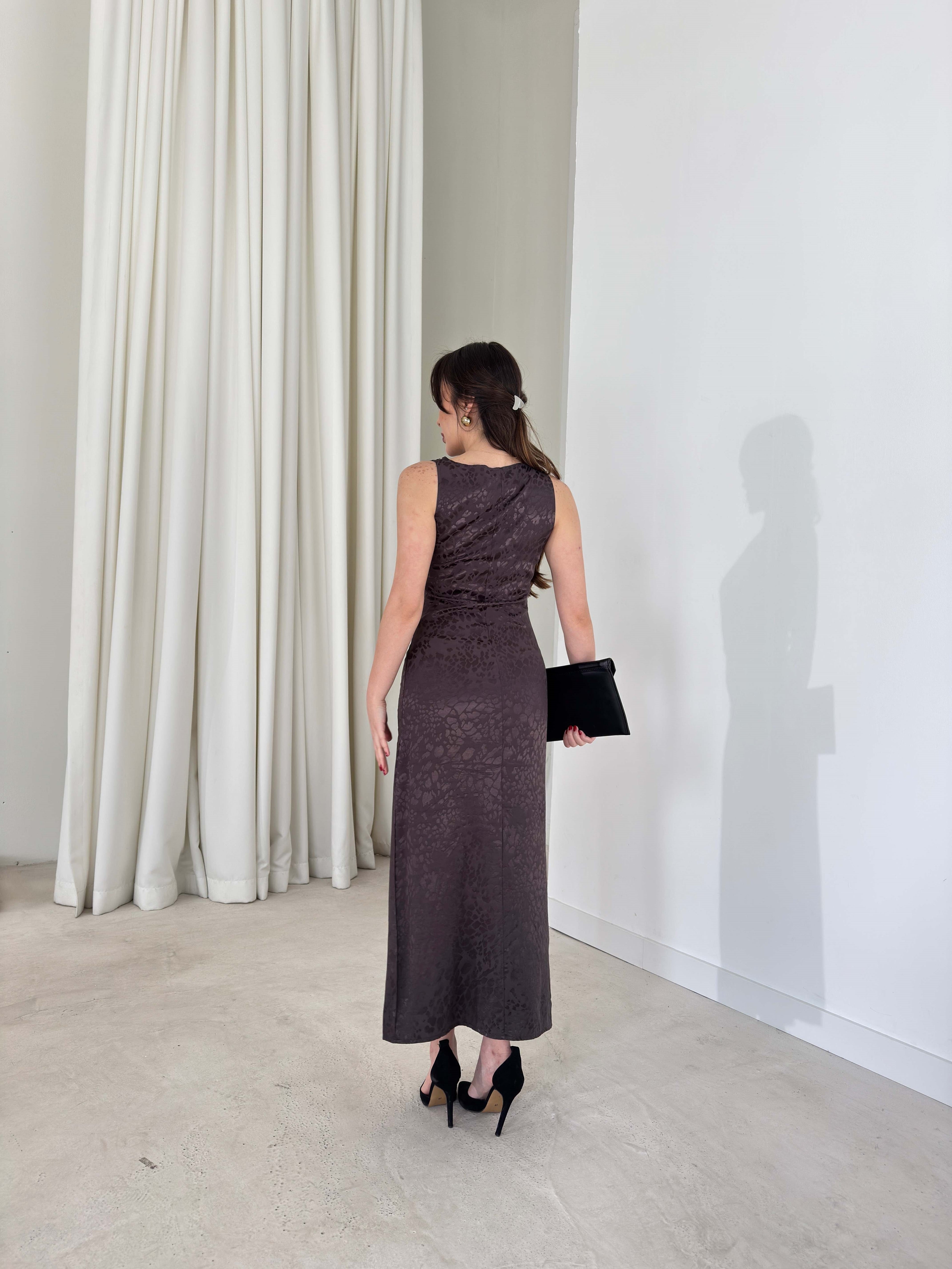 Aida - Side-Draped Sleeveless Midi Dress