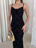 Candice - Patterned Cowl Neck Strappy Women's Dress