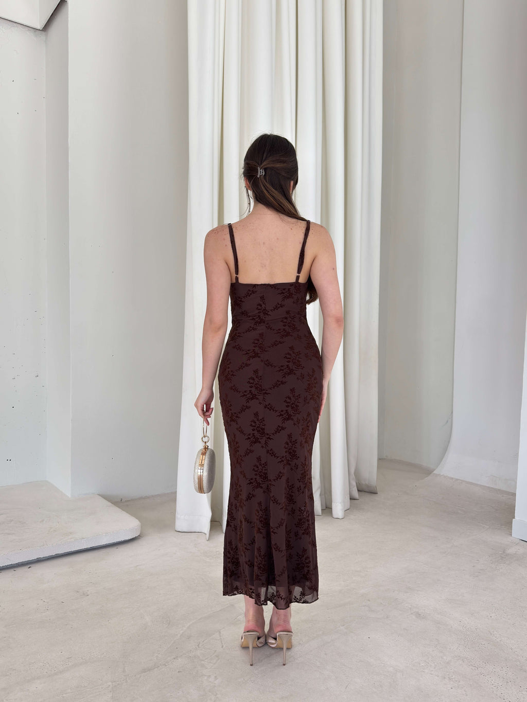 Candice - Patterned Cowl Neck Strappy Women's Dress