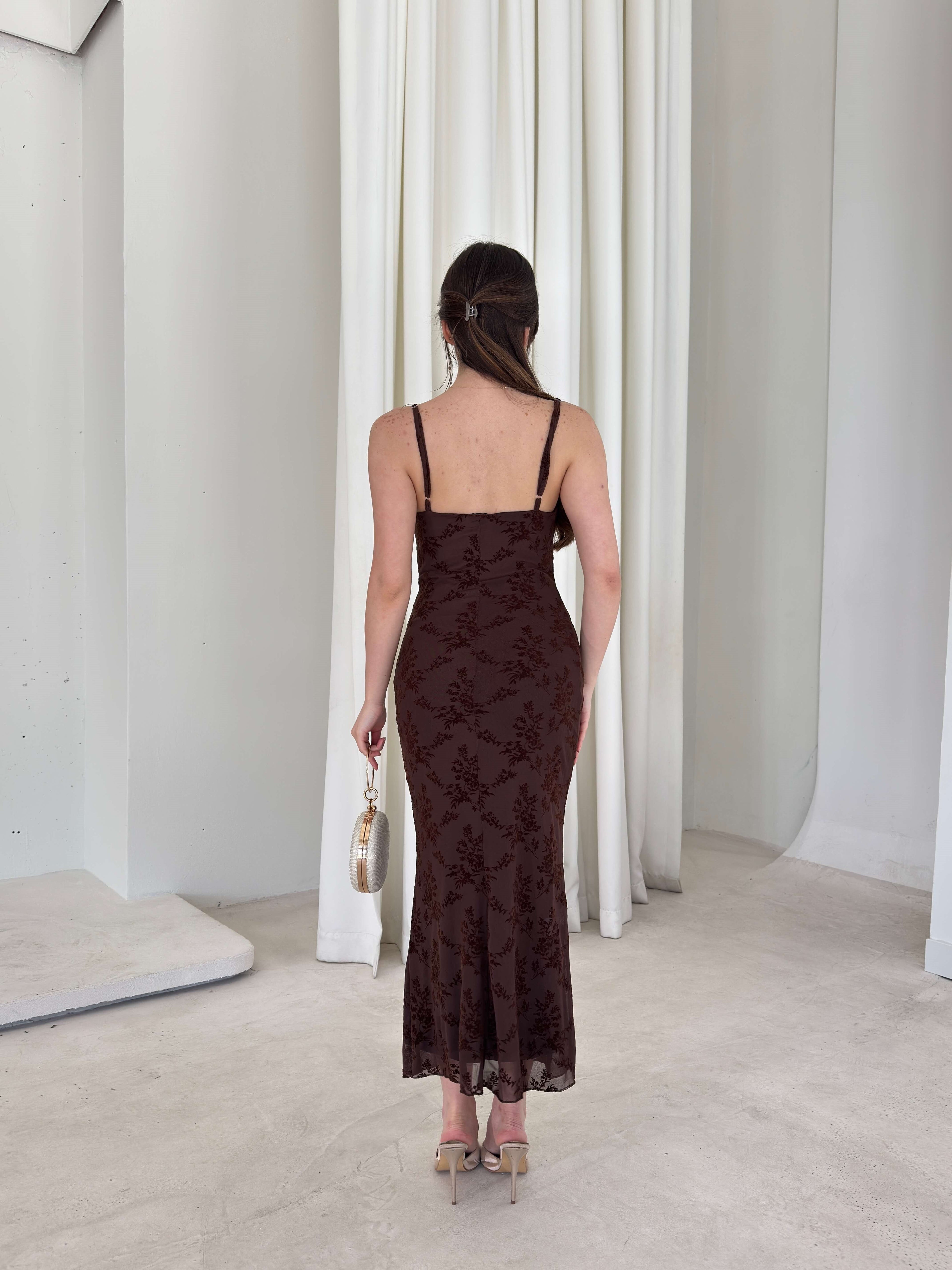 Candice - Patterned Cowl Neck Strappy Women's Dress