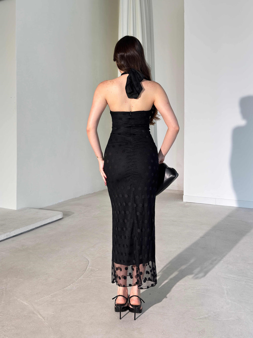 Joana - Patterned Halter Neck Midi Dress