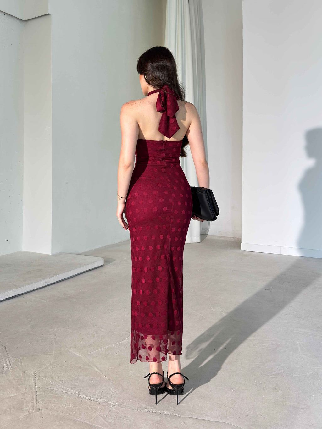 Joana - Patterned Halter Neck Midi Dress
