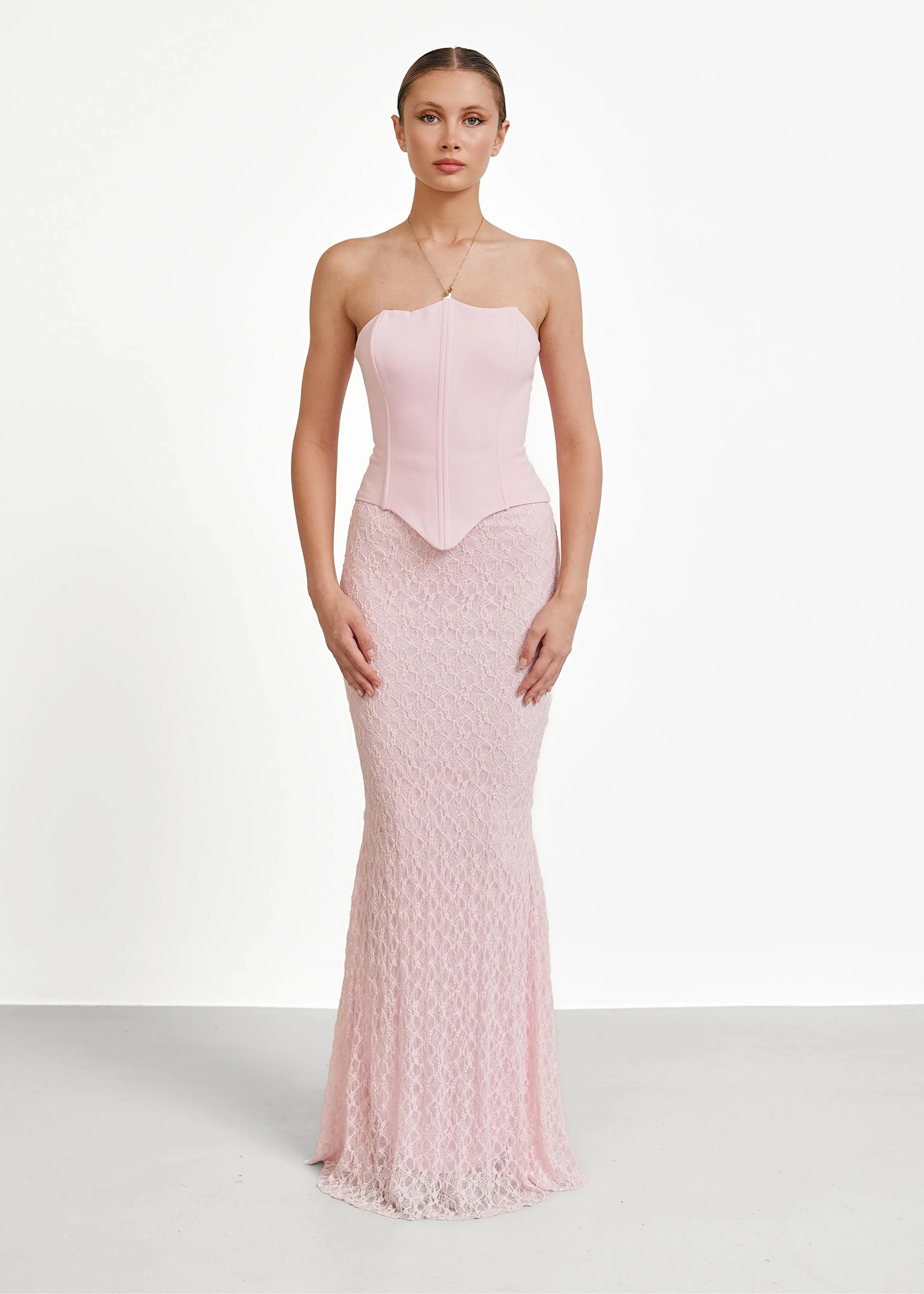 FRANCIS – Corset Maxi Dress with Lace Skirt