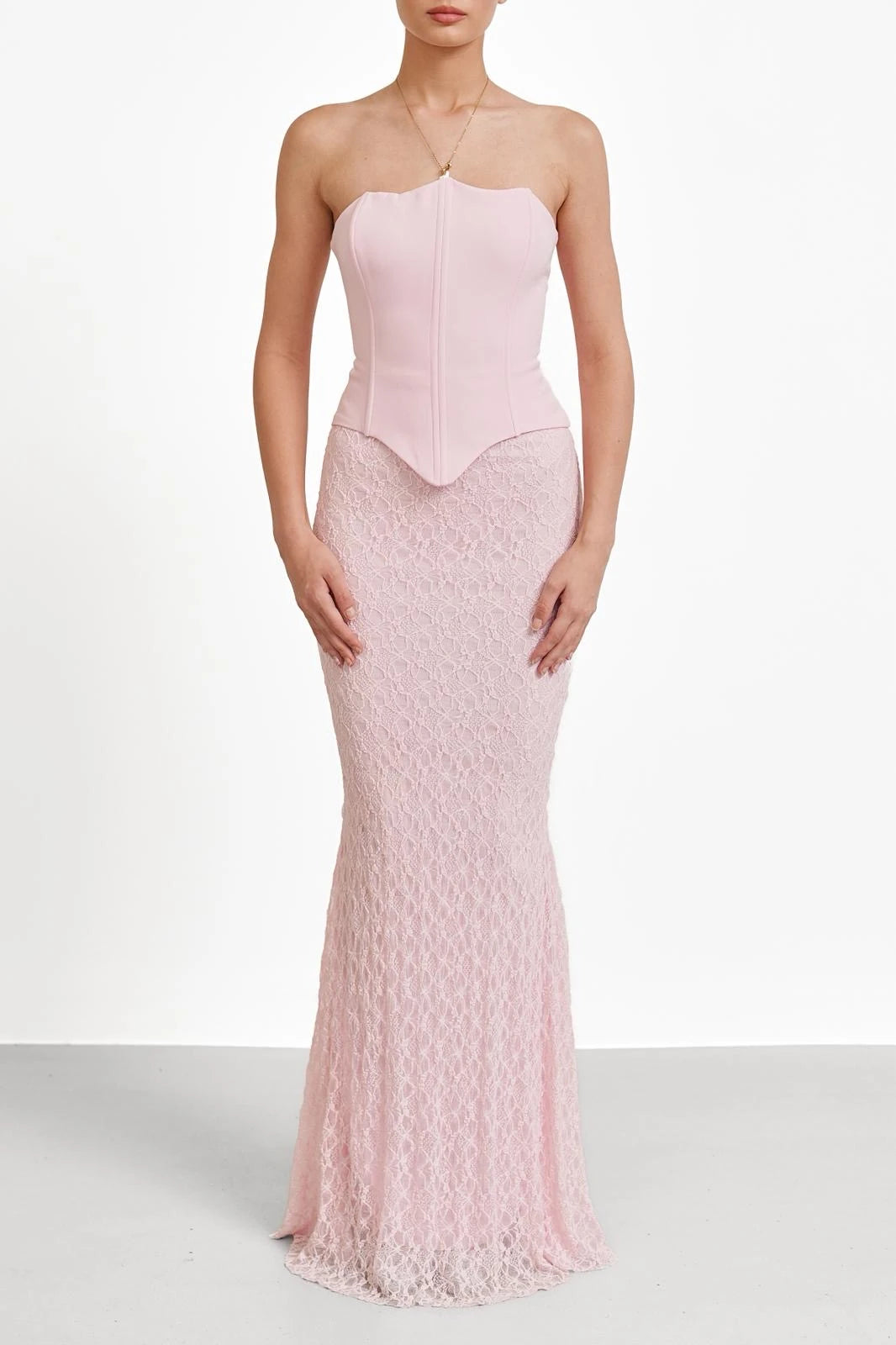 FRANCIS – Corset Maxi Dress with Lace Skirt