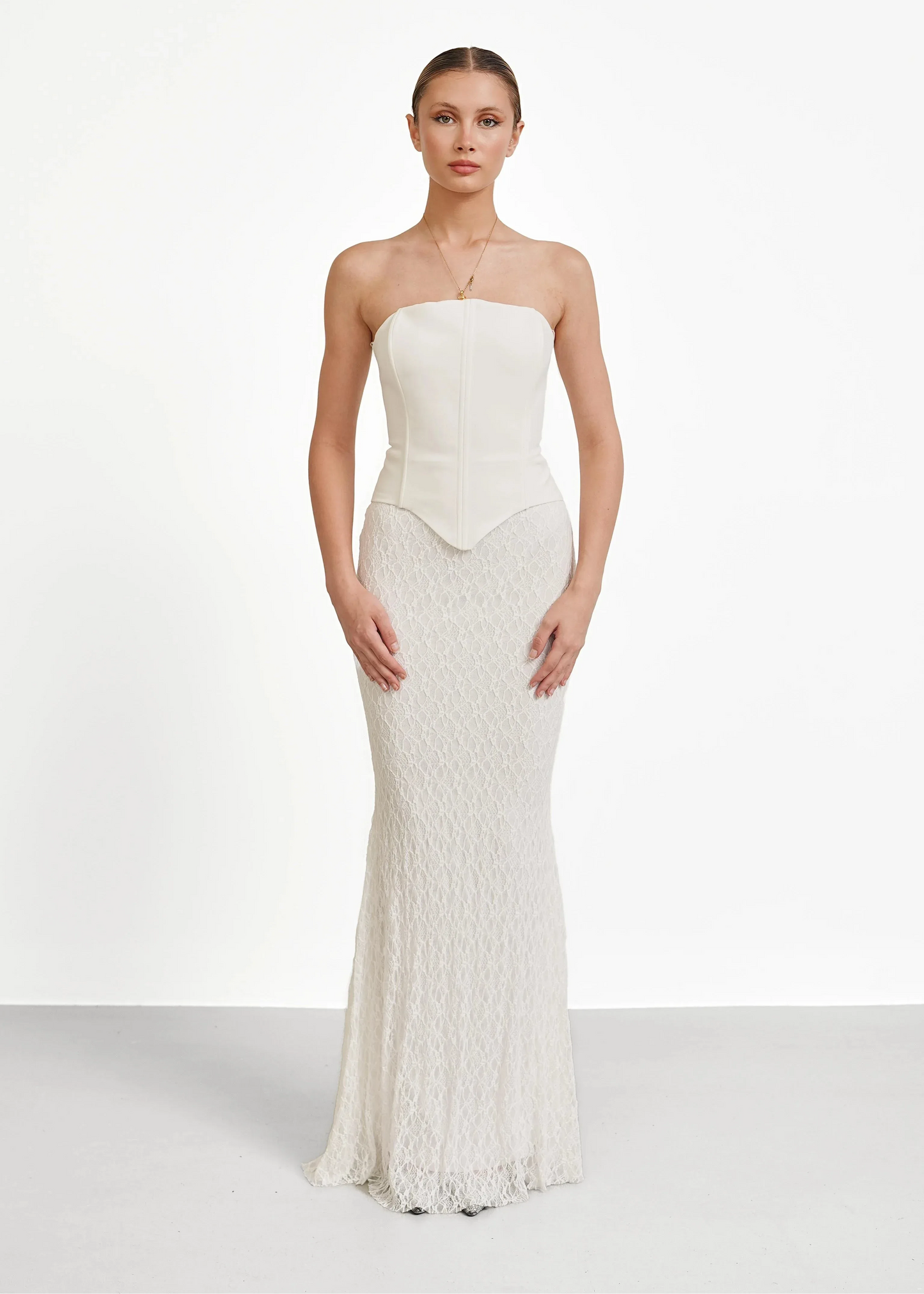 FRANCIS – Corset Maxi Dress with Lace Skirt