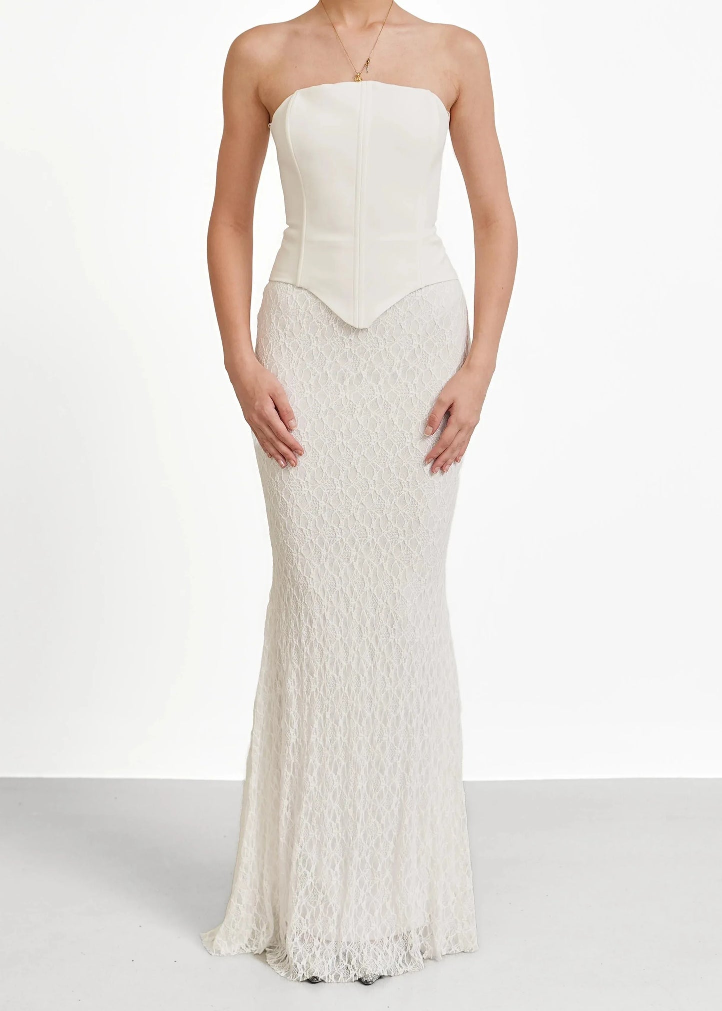 FRANCIS – Corset Maxi Dress with Lace Skirt