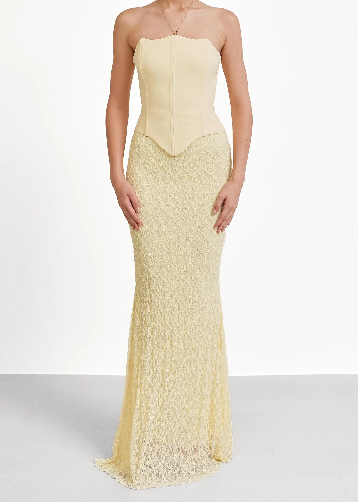 FRANCIS – Corset Maxi Dress with Lace Skirt