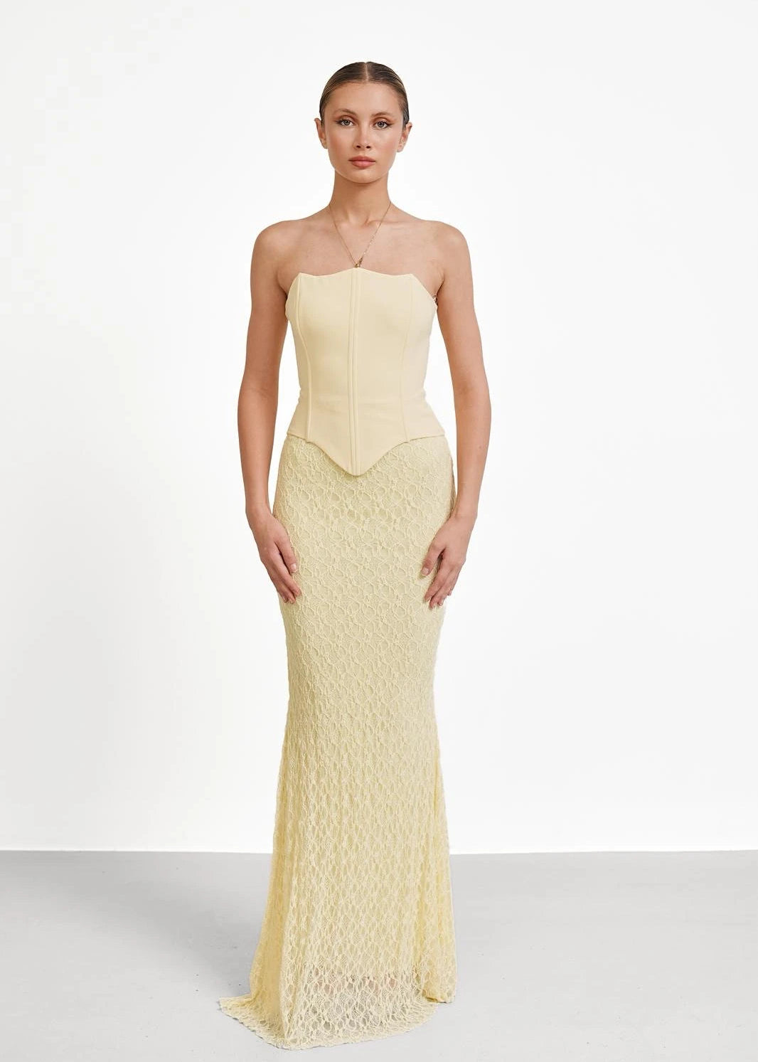 FRANCIS – Corset Maxi Dress with Lace Skirt