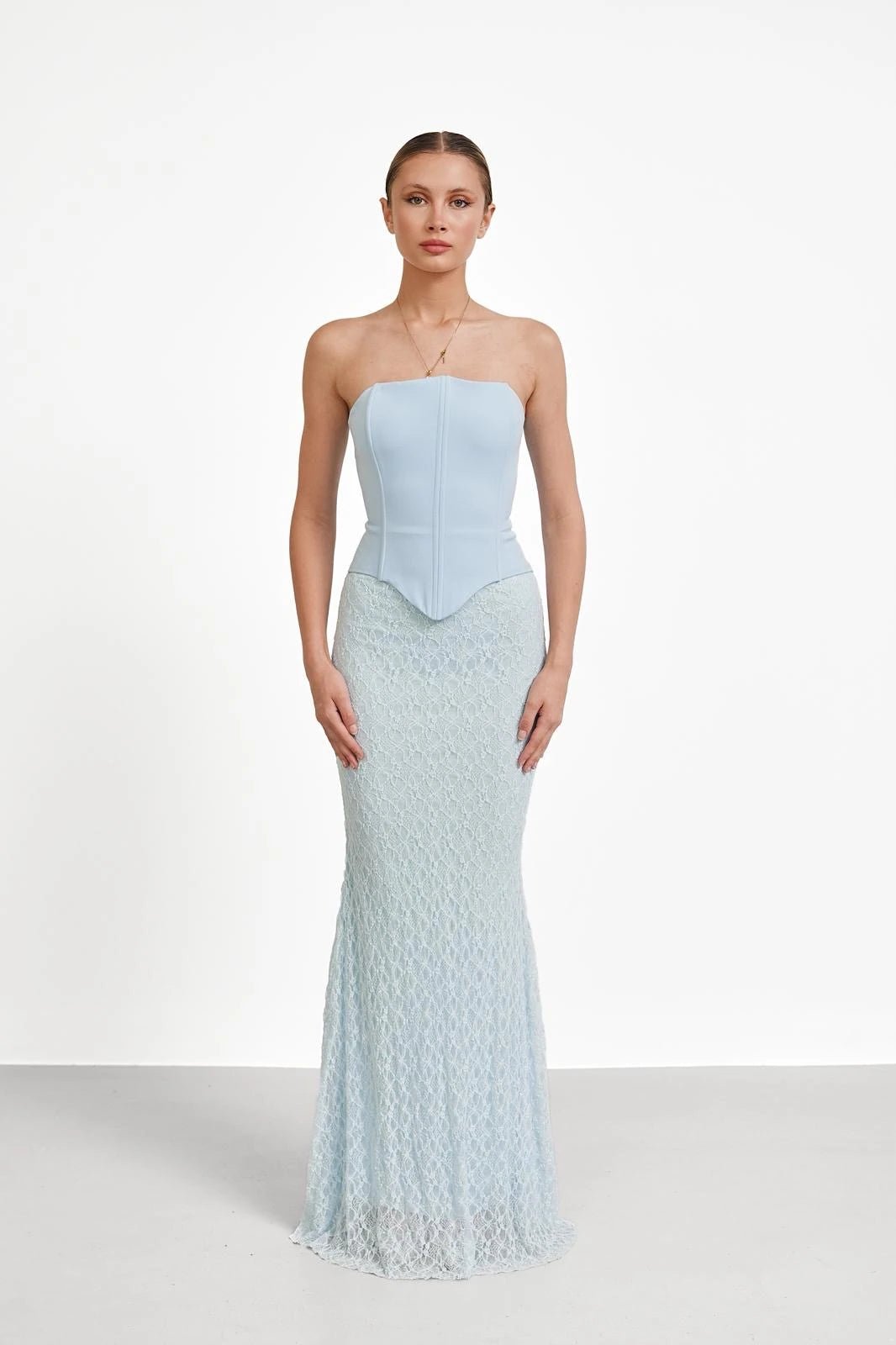 FRANCIS – Corset Maxi Dress with Lace Skirt