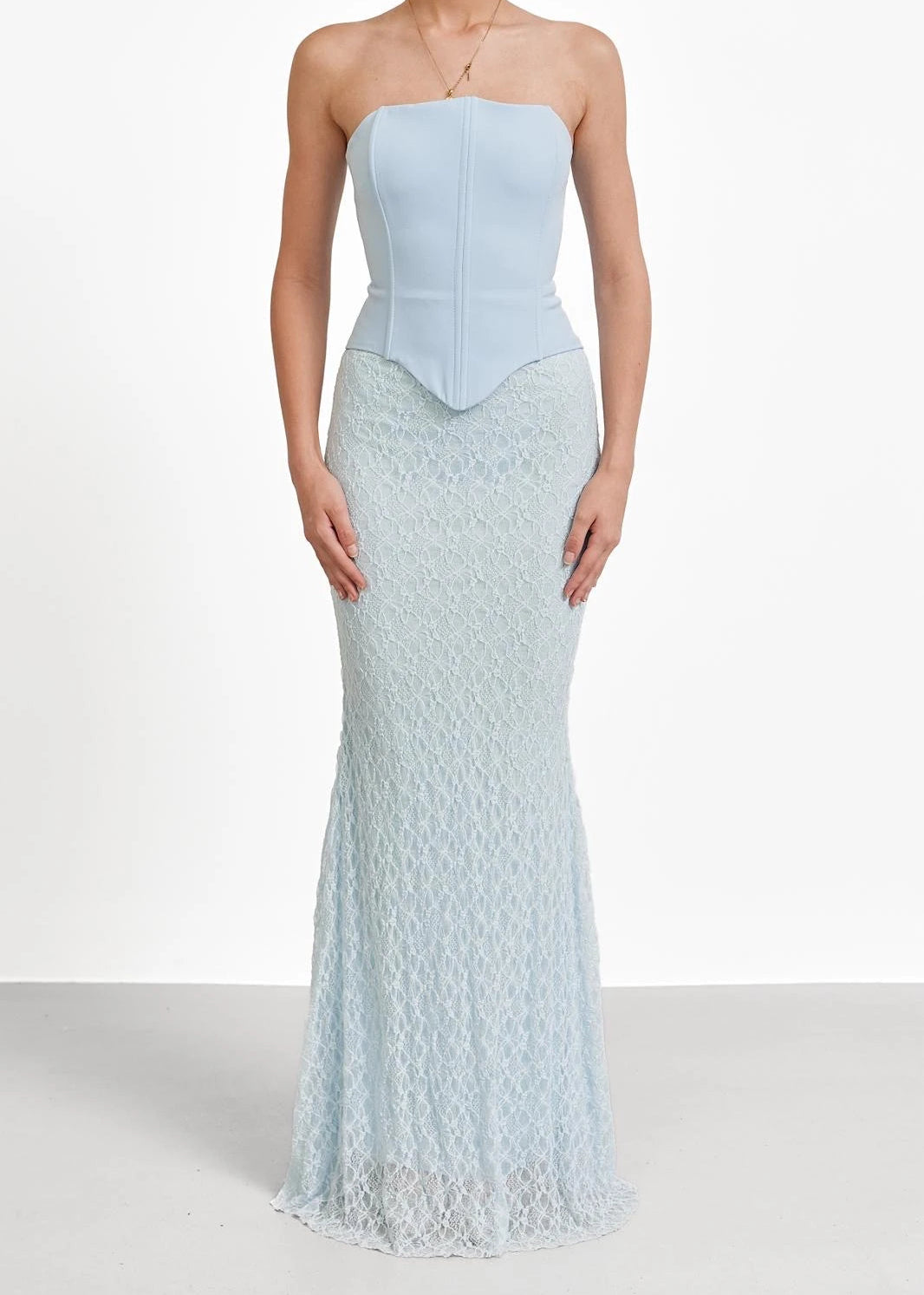 FRANCIS – Corset Maxi Dress with Lace Skirt