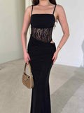 Harper - Asymmetric Cutout Maxi Dress with Built-in Lace Bodysuit